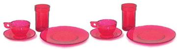 Image of Dollhouse Miniature Red Dishes