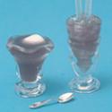 Image of Dollhouse Miniature Soda & Sundae in Glass Dishes
