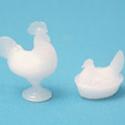 Image of Dollhouse Miniature Rooster/Hen Candy Dishes, Amber