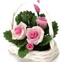 Image of Dollhouse Miniature Pink Roses in Basket FCA1503