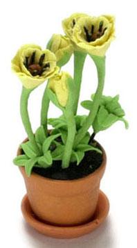 Image of Dollhouse Miniature Yellow Poppy in Pot FCA1563