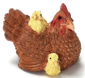 Image of Dollhouse Miniature Hen & 2 Chicks FCA1638