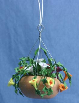 Image of Dollhouse Miniature Mixed Color Flowers Hanging FCA1685