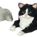 Image of Dollhouse Miniature Lying Black & White Persian Cat FCA171