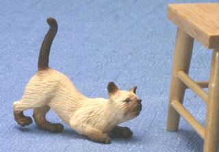 Image of Dollhouse Miniature Siamese Brown Sniffing Cat FCA2194SB