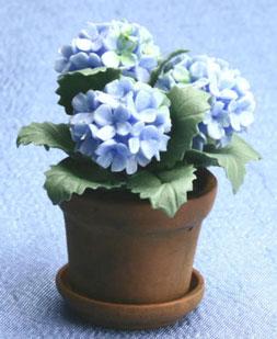 Image of Dollhouse Miniature Blue Hydrengea in Aged Pot FCA2201BL