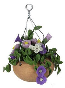 Image of Dollhouse Miniature Mixed Purple Hanging Pot FCA2233