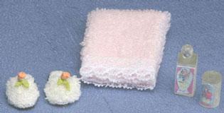 Image of Dollhouse Miniature Towel Set w/Lotion FCA2327