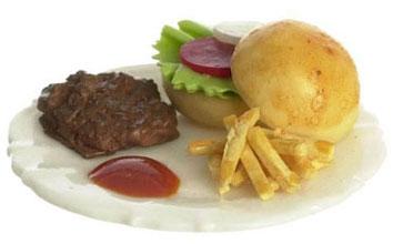 Image of Dollhouse Miniature Hamburger & Fries FCA2444