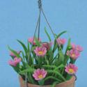 Image of Dollhouse Miniature Pink Daisy Hanging Pot FCA2455PK