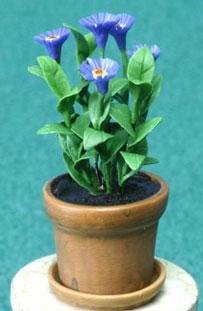Image of Dollhouse Miniature Blue Dahlia in Pot FCA2460BL
