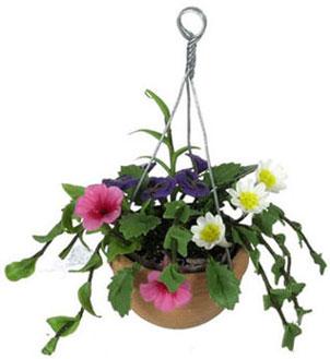 Image of Dollhouse Miniature Mixed Flower Hanging Pot FCA2509