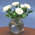 Image of Dollhouse Miniature White Roses in Vase FCA2567WH