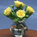 Image of Dollhouse Miniature Yellow Roses in Vase FCA2567YW