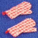Image of Dollhouse Miniature Red Check Oven Mitt, 2 PC FCA2589RD