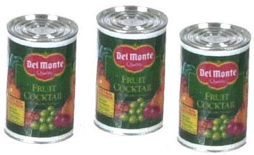 Image of Dollhouse Miniature Fruit Cocktail Cans FCA2694