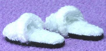 Image of Dollhouse Miniature White Slippers FCA2729WH