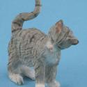 Image of Dollhouse Miniature Gray Cat Rubbing Left FCA2867GY