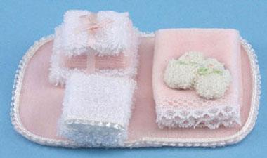 Image of Dollhouse Miniature Pink Bathroom Accessories FCA3206PK