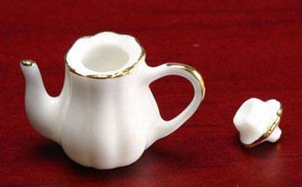 Image of Dollhouse Miniature Tea Pot w/Gold Trim FCA746