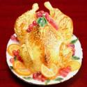 Image of Dollhouse Miniature Turkey on Dish w/Fruit FCJU1009