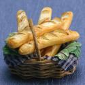 Image of Dollhouse Miniature French Bread in Basket FCJU1022