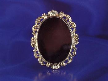 Image of Dollhouse Miniature Oval Mirror, Brass