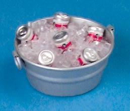 Image of Dollhouse Miniature Tub W/Ice And Canned Drinks