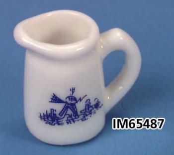 Image of Dollhouse Miniature Porcelain Pitcher Wht/Blue
