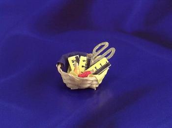 Image of Dollhouse Miniature Basket W/Thread, Scissors