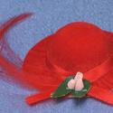 Image of Dollhouse Miniature Red Hat With Feather