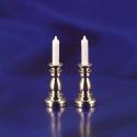 Image of Dollhouse Miniature Brass Candlesticks & Candles 2Pc