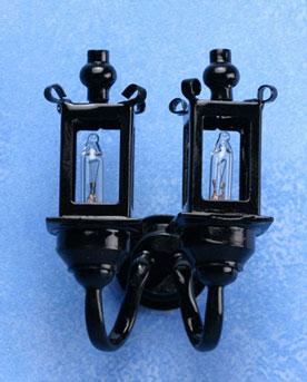 Image of Dollhouse Miniature Double Black Coach Wall Lamp MH45129