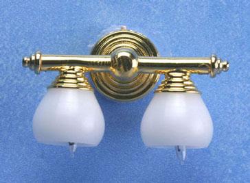 Image of Dollhouse Miniature Brass Double Wall Lamp MH45132