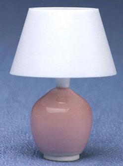 Image of Dollhouse Miniature Glazed Ceramic Table Lamp, Pink MH707