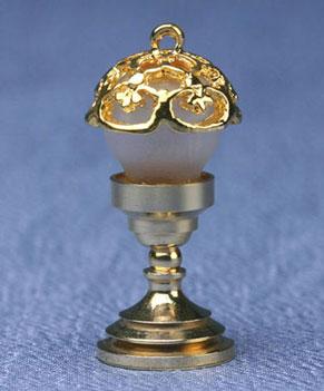 Image of Dollhouse Miniature Elegant Table Lamp, Gold Filligree Shade MH968