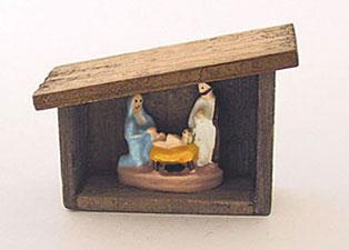 Image of Dollhouse Miniature Manger Scene W/Figures