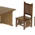 Image of Dollhouse Miniature Walnut Table & Chair Set