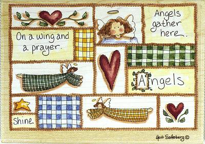 Image of Angels Gather Here Wood Mounted Rubber Stamp