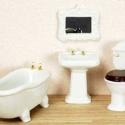 Image of Dollhouse Miniature Porcelain Bathroom Set