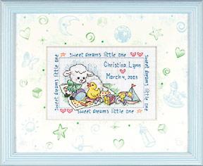 Image of Baby Dreams Birth Record Counted Cross Stitch Kit 72778