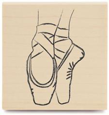 Image of Ballet Shoes Wood Mounted Rubber Stamp