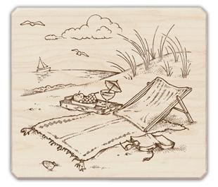 Image of Beach Wood Mounted Rubber Stamp