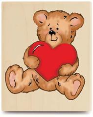 Image of Bear Heart KR1002 Wood Mounted Rubber Stamp