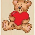Image of Bear Heart KR1002 Wood Mounted Rubber Stamp