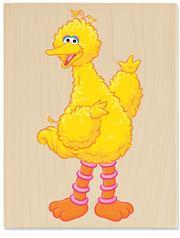 Image of Big Bird Waves Hello Wood Mounted Rubber Stamp