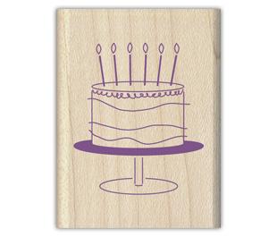 Image of Birthday Cake Stand Wood Mounted Rubber Stamp