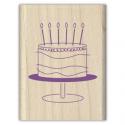 Image of Birthday Cake Stand Wood Mounted Rubber Stamp