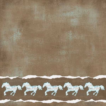 Image of Blue Running Horses Scrapbook Paper