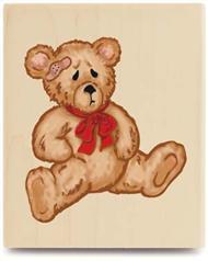 Image of Boo Hoo Bear KR1001 Wood Mounted Rubber Stamp